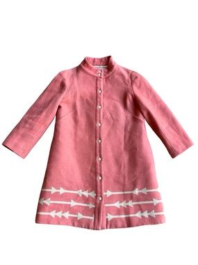 ANTHROPOLOGIE $298 Lauren Moffatt Pink Eastward Dress Coat Jacket Sz S Arrows